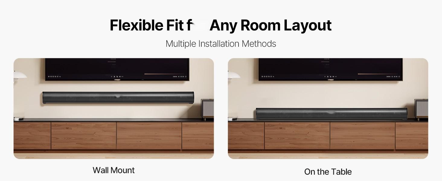 Sound Bar For Smart TV, 2.1 Channel, 35-Inch Compact Soundbar TV Speakers With Built-In Subwoofer For Projector, Bluetooth Aux Connection, Easy Setup, 120W Surround Sound System For Home Audio