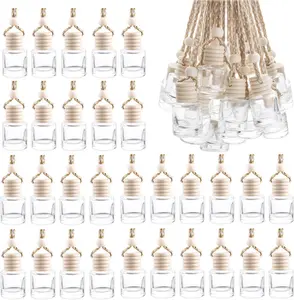 50 Pack Hanging  Air Freshener Diffuser Bottles Empty Essential Oils Diffuser Bottles Glass Perfume Bottles Pendant   Diffuser Bottle for Auto Interior Ornament Decor