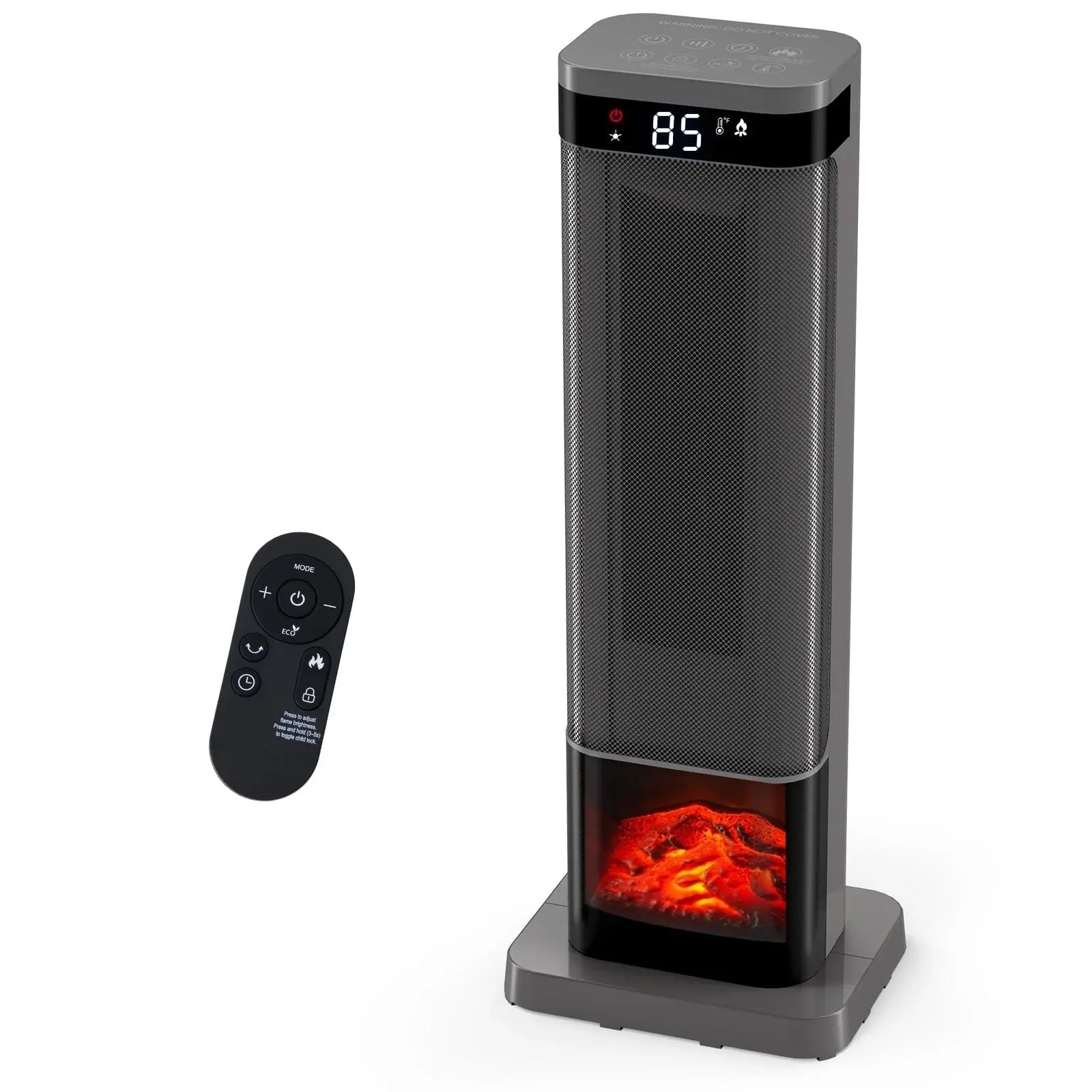 23" Indoor/Outdoor Patio Space Heater with Color Changing Lights, 1500W Fast Heating, 70° Oscillation, Thermostat 50-95°F, 12H Timer & Safety Protection