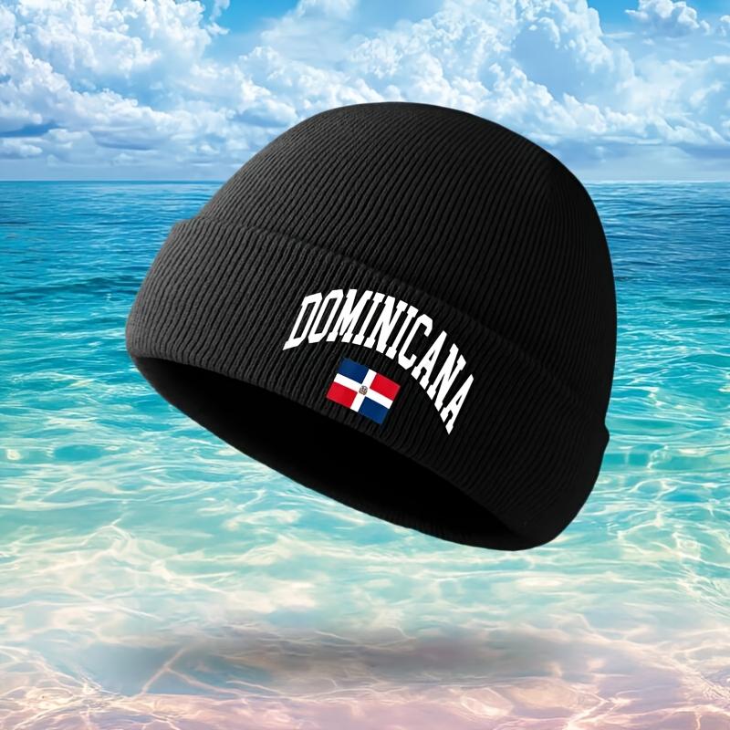 S&H Dominican Republic Dominicana Cheongsam Hat - Unisex Adult and Youth Winter Warm Hat, with Letter and Flag Design, Machine Washable, Comfortable Casual and Cultural Pride Accessory, Suitable for Men and Women, Ideal Gift for Dominican Culture Enthusia