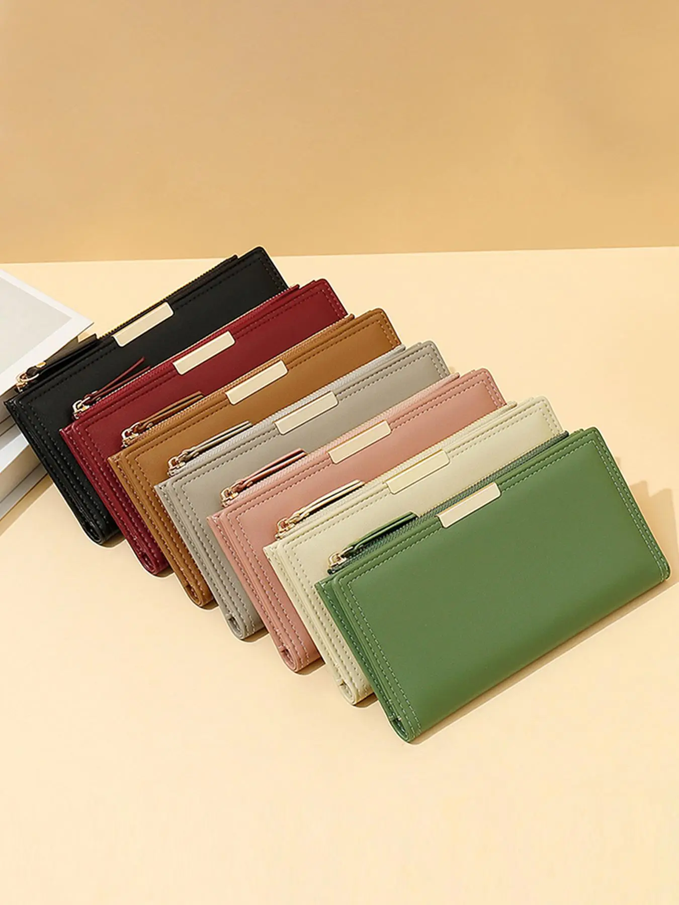 Women's Solid Color Compact Long Wallet, Fashionable Pu Leather Zipper Wallet for Daily Used, Casual Trendy Versatile High-quality Daily Wallet, Ladie