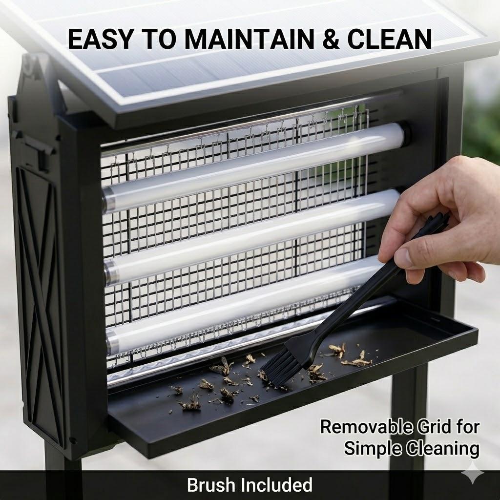 Solar Powered Bug Zapper Outdoor, 4500V High Voltage Electric Mosquito Killer, Wireless Portable Insect Trap with Light Sensor, Fly & Moth Killer for Backyard, Patio, Garden & Camping