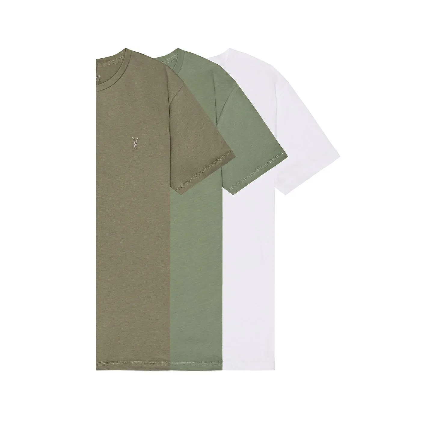 ALLSAINTS Brace Crew Shirt 3 Pack in White, Green, & Green