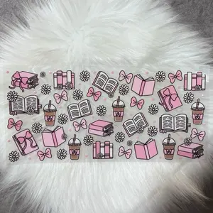 Books & Coffee- UVDTF Wrap 16oz Cup Wrap Decorative Stickers Waterproof