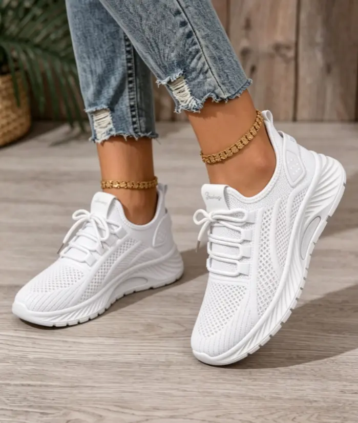 2026 New Style Trendy Women's Knit Laces Casual Trainers - Running Sports Shoes, Breathable, Lightweight, Wear-Resistant Insole, Non-Slip, All-Season, for Daily Commute & Gym, Trendy Running Shoes