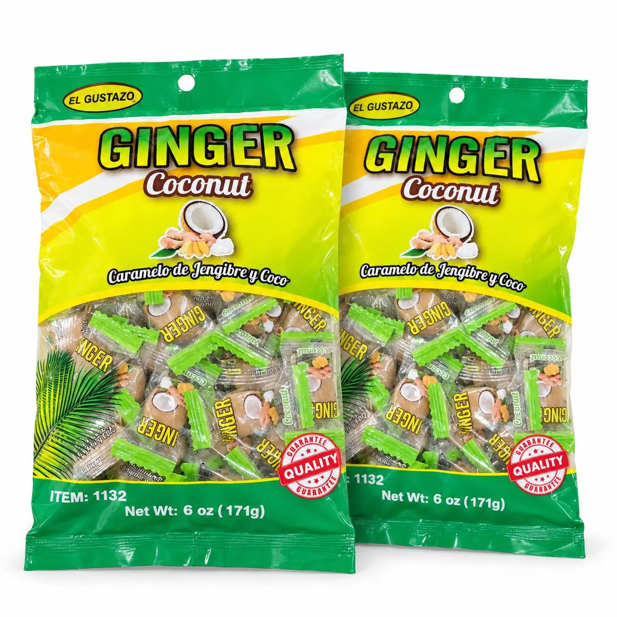 Ginger Coconut Candy - Caramelo de Jengibre y Coco 6 oz (171g)- 2 Pack, 3 Pack or Mixed Variety