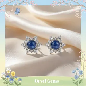 Natural Kyanite & Aquamarine Starburst Earrings | Sparkling Celestial Design for Everyday & Special Occasions