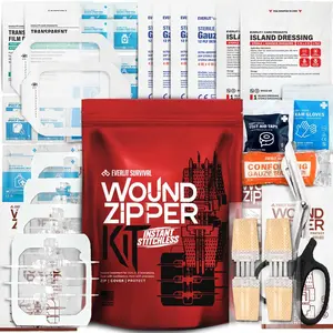 EVERLIT Wound Closure Kit | Surgical Zip-Stitch Devices for Cut & Laceration | Sterile, Suture-Free, Stitch-Less Adhesive Butterfly Bandages for Emergency First Aid Wound Care (6 Zip Complete Kit)