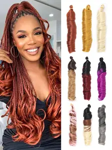 French Curls Braiding Hair Extensions Synthetic Hair Loose Wave Spiral Curl Braids High Temperature Ombre Pre Stretched Hair Synthetic Curly Wavy