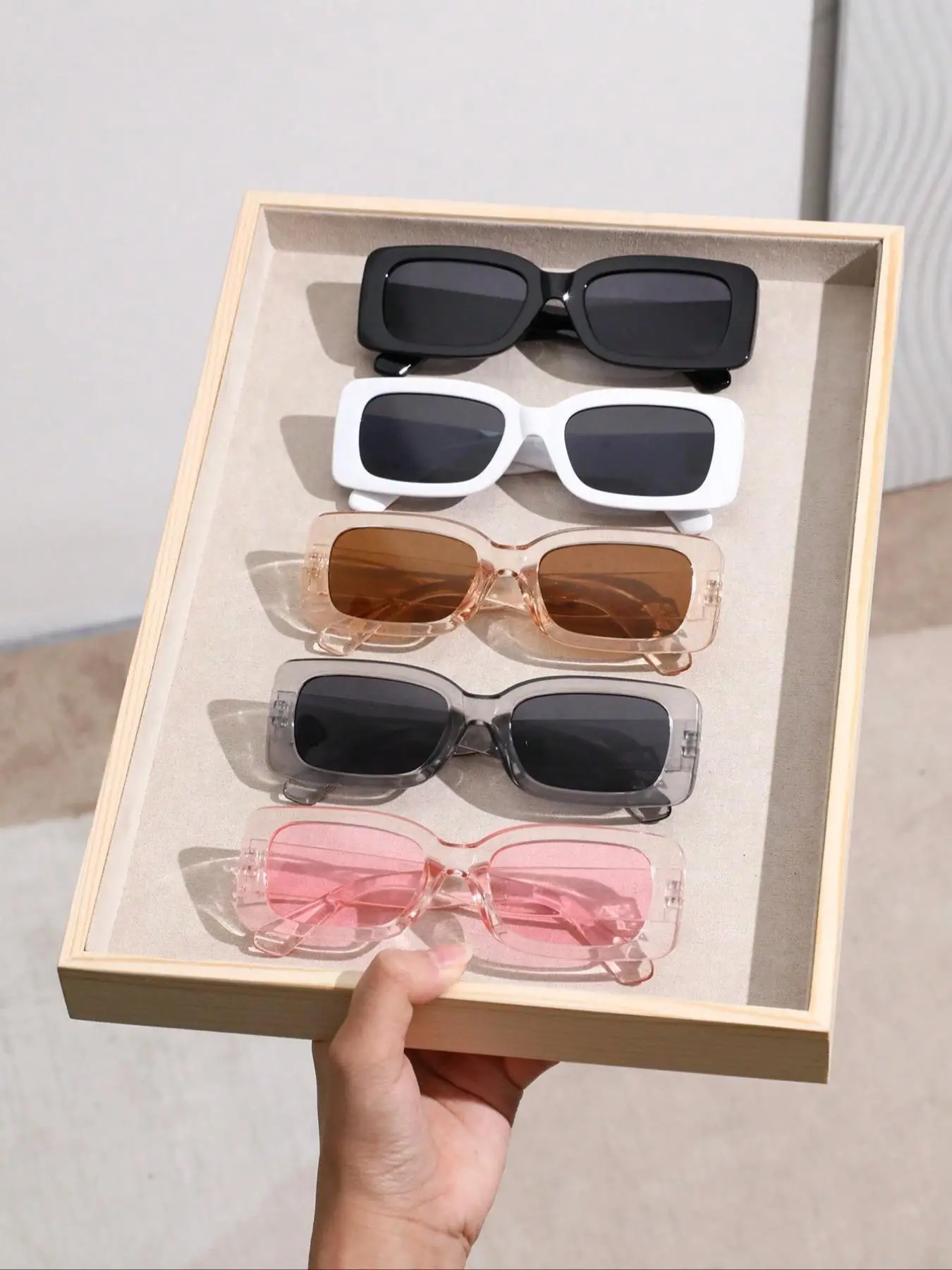 Simple Matching Sunglasses (5 Pairs), Trendy Casual Square Frame Sunglasses for Everyday Use, Fashion Accessories for Outdoor Activities