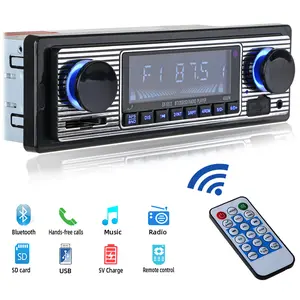 FYPLAY Classic Bluetooth Car Stereo FM Radio Receiver Hands-Free Calling Built-in Microphone USB SD AUX Port Support MP3 WMA WAV Dual Knob Audio Car Multimedia Player Remote Control cars auto accessories