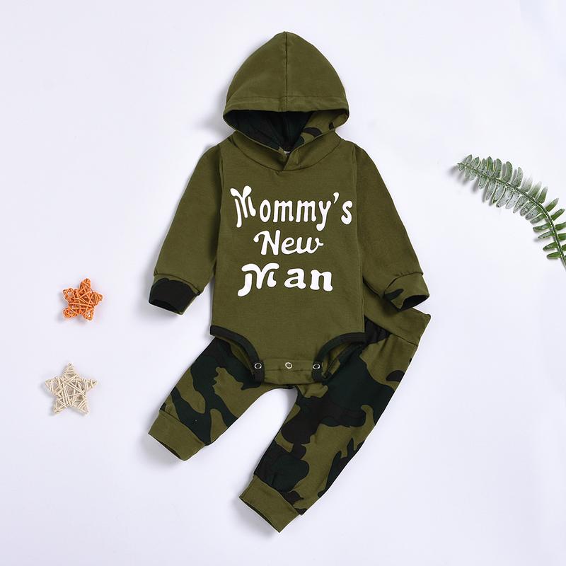 Ma&Baby Newborn Baby Girls Boys Fall Winter Clothes Daddy Mama Saying Hoodie Tops Camouflage Pants Romper Outfit Set