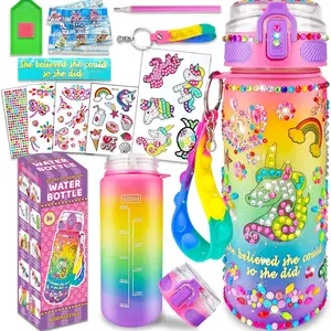 DIY Water Bottle Decoration Kit, Handmade Diamond Painting Cup, Unicorn Graffiti Craft Gift for Birthday & Christmas