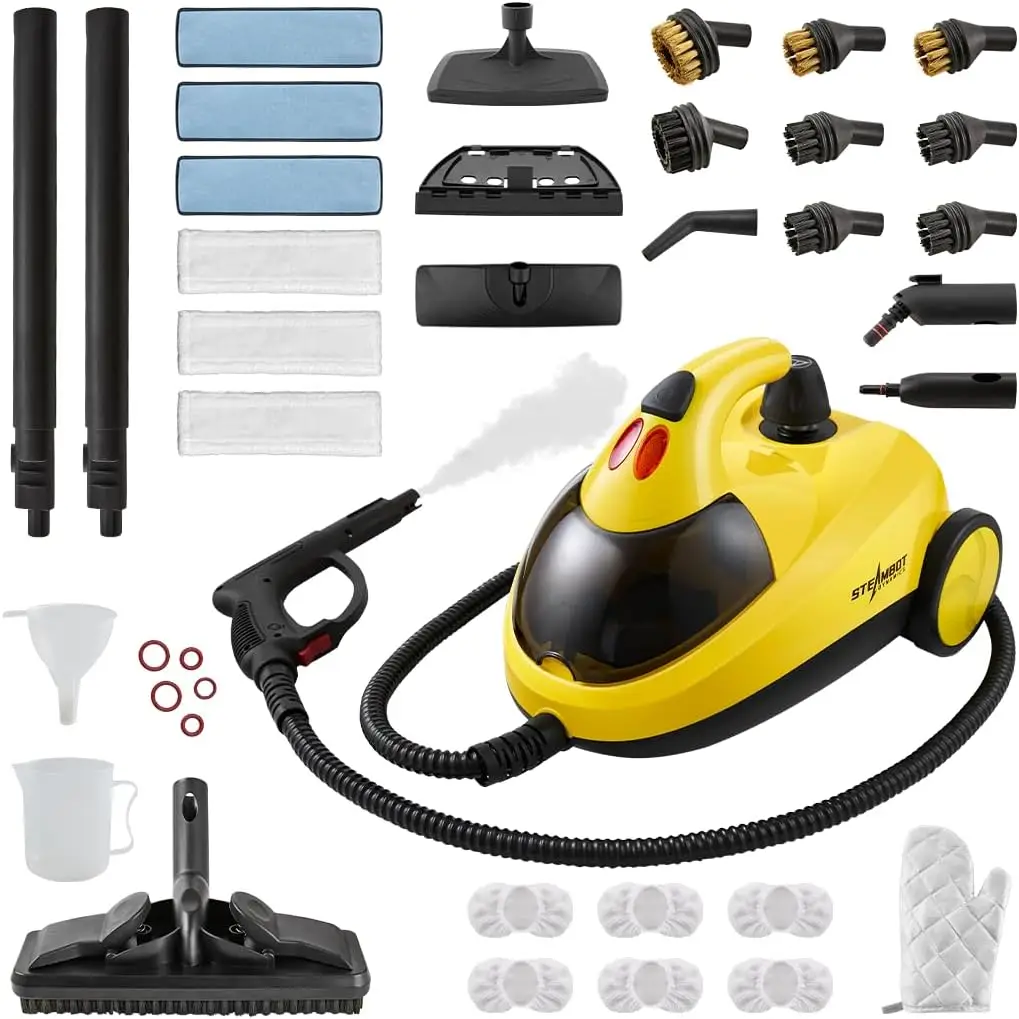 Steambot steam cleaner&mop 37-in-1, 72 Oz large water tank capacity, 66 Psi powerful pressure, chemical-free deep cleaning for car, kitchen, bathroom,