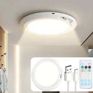 2-Pack Ceiling Light Rechargeable Motion Sensor Remote Wireless Battery Powered Pantry Garage Easy to Install Suitable for Various Scenarios Patio / Battery Operated Magnetic Light for Closet Shower Shed Hallway Porch Stairs(3 Color Temperatures)