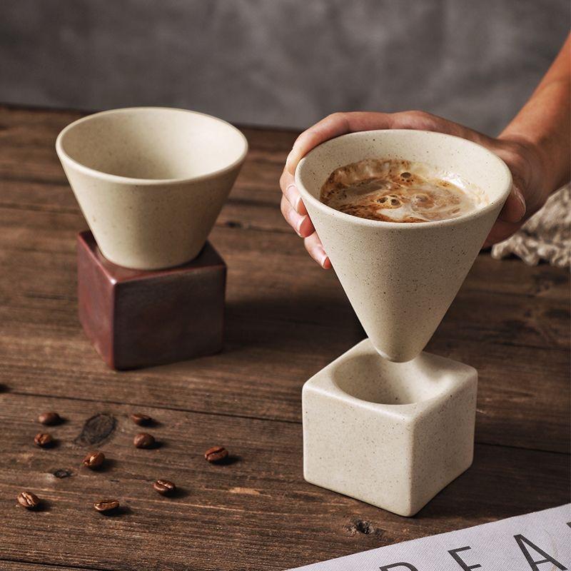 Vintage Afternoon Tea Stoneware Coffee Cup Funnel Cup INS Style Ceramic with Design Sense for Tea and Coffee Enthusiasts