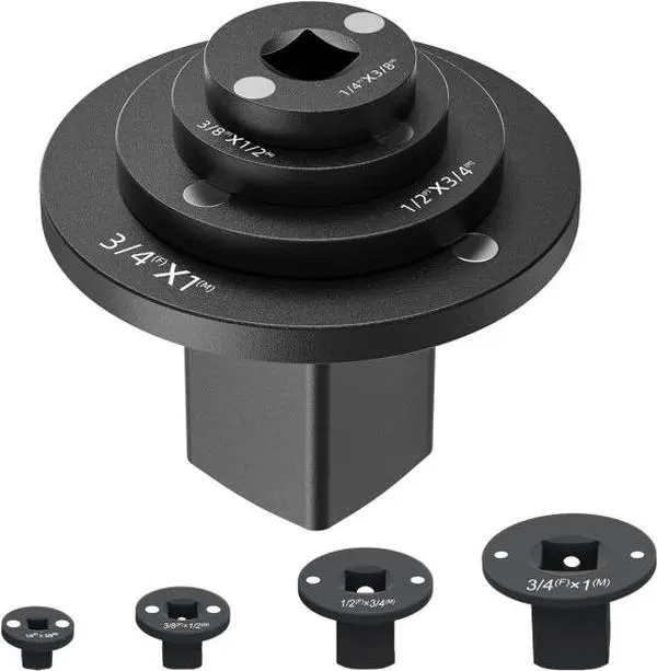 4-Piece Low Profile Impact Adapter Kit - 1/4" 3/8" 1/2" 3/4" Drive Converters - Durable Ratchet Extension for Hard to Reach Bolts & Mechanics