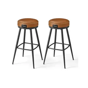 VASAGLE EKHO Collection - Bar Stools Set of 2, Bar Height Swivel Bar Stools, Synthetic Leather with Stitching, Mid-Century Modern, 30-Inch Tall