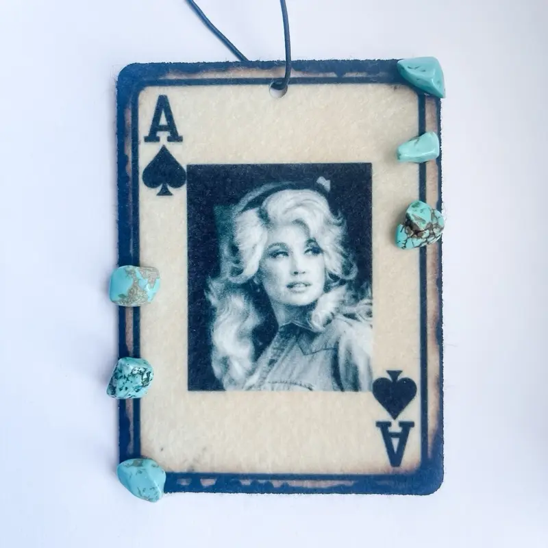 Unscented Air Freshener Playing Card Ace Western Cowgirl Cowboy Cute Car Accessories Rearview Mirror Girly Things Turquoise Stones Fringe