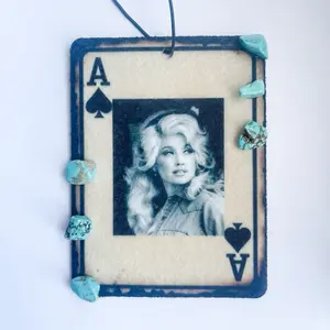 Unscented Air Freshener Playing Card Ace Western Cowgirl Cowboy Cute Car Accessories Rearview Mirror Girly Things Turquoise Stones Fringe