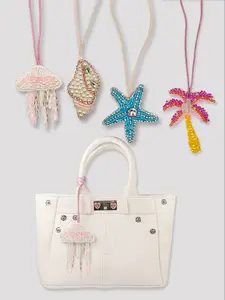 Handmade Shell Pattern Beaded Bag Charm, Sparkly Bag Charm, Bag Pendant, Casual Style Keychain Decoration, All Season Accessory for Bags & Keys