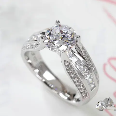 Elegant Rhinestone Decorated Engagement Ring, Solitaire Engagement Rings, Princess Ring, Bridal Rings, Beautiful Rings, Fashion Artificial Zircon Accessories for Women, Trendy All-match & Exquisite Jewelry for Birthday Gift