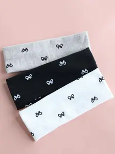 Sweet Bow Sweatband Set, Colors, Geometric Print Design, Casual & Sports Wear, All Seasons