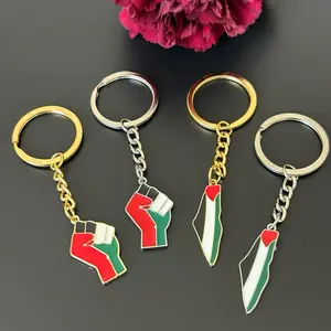 Palestinian Keychains - Fist or Map Design | Patriotic Symbol Keyrings with Flag Colors