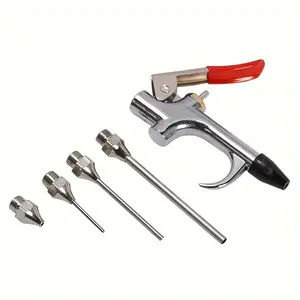 One Set Metal Air Compressor Blow Gun Kit, Use Without Electricity, with Air Inlet Spray Blower Inflatable Nozzle, Pneumatic Tool Dust Cleaning Tool Kit