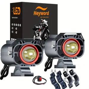 Motorcycle LED Driving Fog Lights 60W White and Amber LED Pods Projector Lights 1.3" Aux Spotlight, Compatible with Tractor Truck ATV UTV SUV Boat etc. (2 pack)