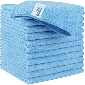 Blue Microfiber Cleaning Cloth, 12 Pack Premium Microfiber Towels for Cars, Lint Free, Scratch-Free, Highly Absorbent, Reusable Cleaning Rags for Car, Household, Kitchen, Window,11.5"X11.5"