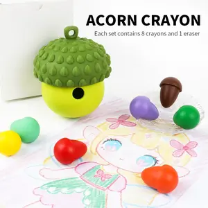 COLORARTS Pinecone Toddler Crayons 8-Colors with Eraser Washable Non Toxic Mess Free Grip for 18 Months Old Babies Christmas Birthday Gift Set