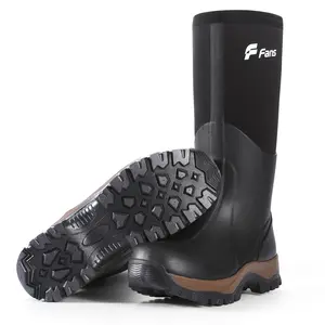 8 Fans Rubber Neoprene Boots for Men & Women, Waterproof 6mm Rubber Hunting Fishing Boot, Tall Rain Garden Work Boots with Adjustable Calf Gusset, Anti-Slip Outdoor Boots