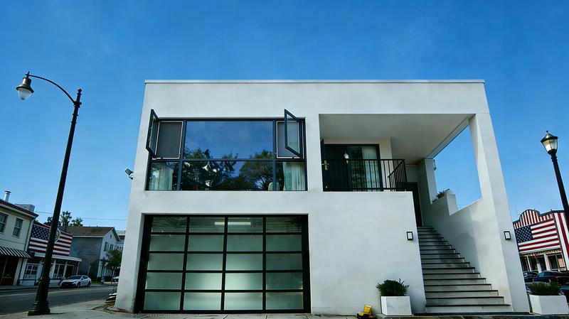 Contemporary Aluminum & Clear Tempered Glass Garage Door