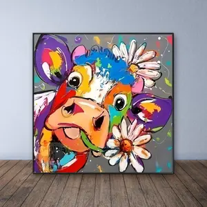 Cow Pattern DIY Diamond Arts Colorful Painting Kit without Frame, DIY 5D Diamond Arts Colorful Painting for Bedroom Home Wall Decor