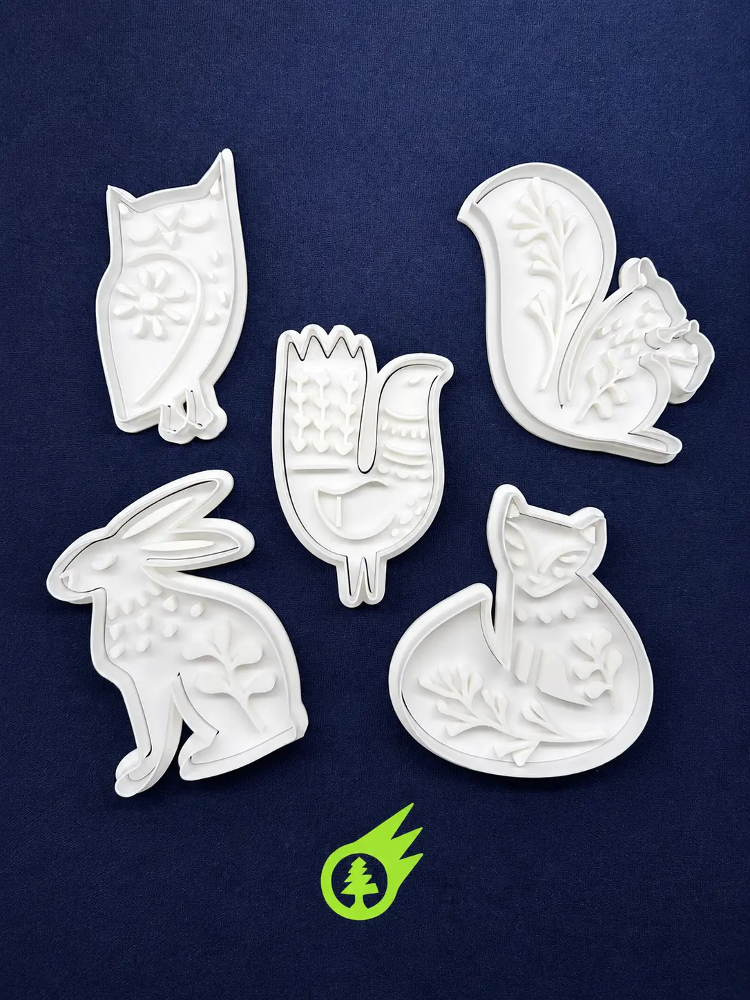Nordic Folk Art Woodland Animals Clay Cutter Stamp Set