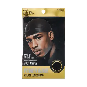 Kiss Colors & Care Power Wave Velvet Luxe Durag - Black