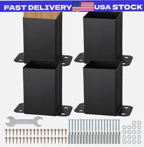 4 Pack 4x4 Post Base Brackets Heavy Duty Wood Post Fence Post Anchor