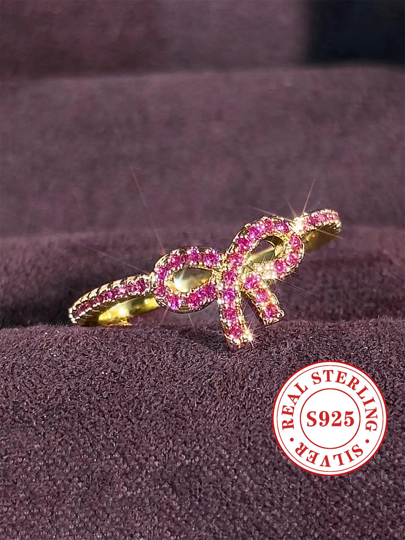 925 Sterling Silver Cute Bowknot Design Cuff Ring, Fashion Accessories for Women & Girls, Trendy All-match & Exquisite Jewelry for Birthday Gift