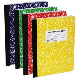 Wide Ruled Composition Notebook, 9-3/4" x 7-1/2" - Durable Marble Covers - 100 Sheets/200 Pages - Assorted Vibrant Colors