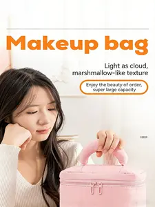 Soft Cloud Makeup Bag, Gentle Skin-Friendly Travel Organizer, Large Capacity Handheld Cosmetic Gift Bag, Portable Storage Case