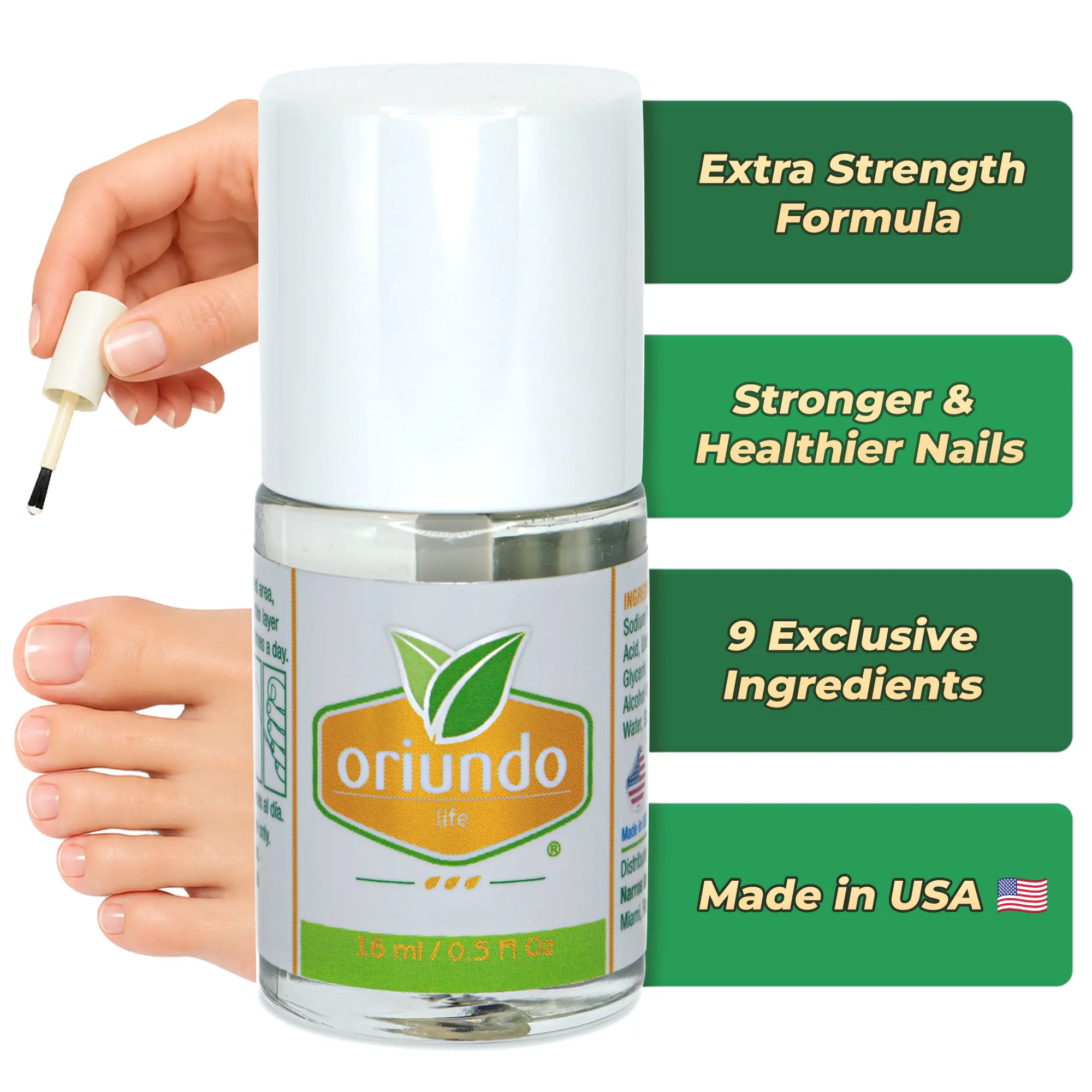 Oriundo Life Nail Antifungal Treatment Fungus Antihongos 16ml Extra Strength Nail Renewal 9 Powerful Ingredients Made in USA