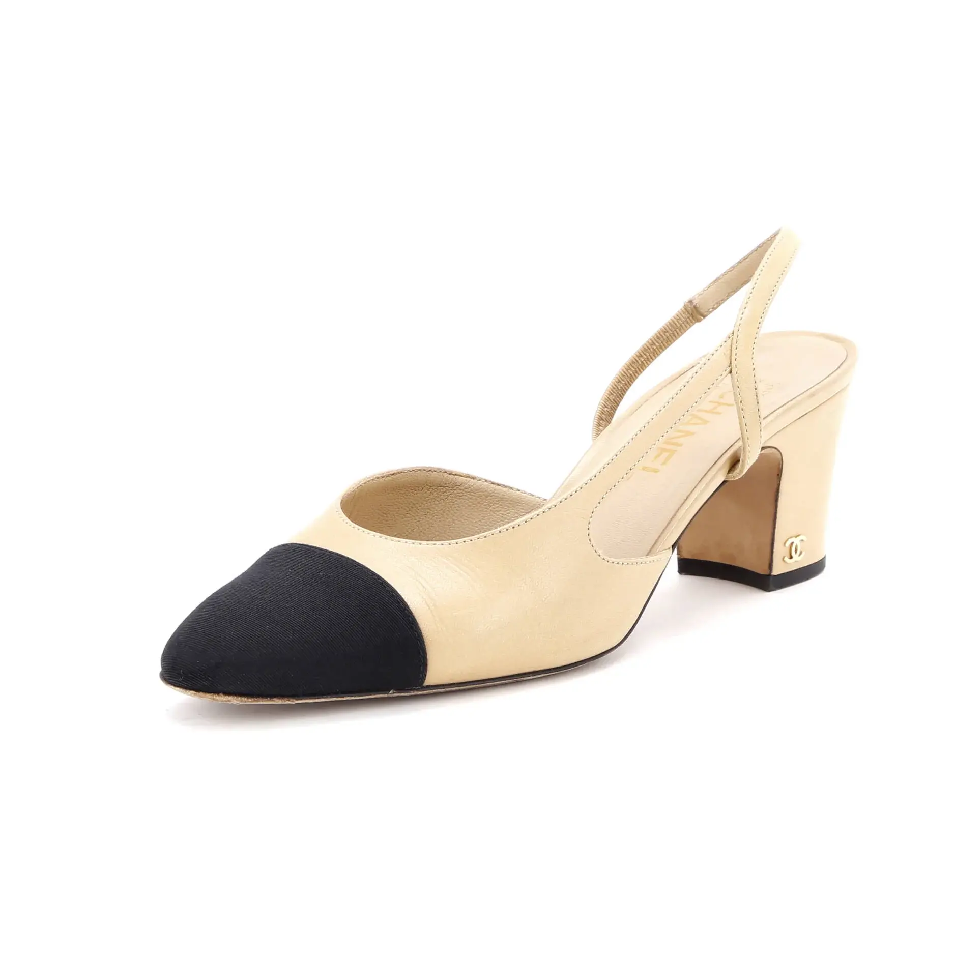 Pre-owned Chanel Women’s Cap Toe Slingback Pumps Leather by Rebag
