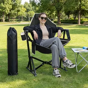 Portable Hammock Camping Chair with Adjustable Backrest & Armrests Supports 330lbs Ideal for Camping Lawn Concerts Backyard Stargazing