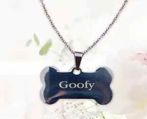 Personalized Engraved Dog Bone Pendant Jewelry Necklace Chain Pet Sympathy Gift Dog Memorial Pet Bereavement & Memorial Gifts for Pet Loss