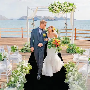 FANPROMS Black Aisle Runner 30FTx4FT Aisle Runner Rug Velvet Aisle Runners for Wedding Ceremony Halloween Wedding Aisle Floor Runner for Bridal Shower Black Aisle Carpet Runner for Prom Walkway