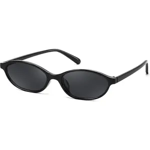 FEISEDY Retro Oval Cat Eye Sunglasses for Women 90s Narrow Lightweight Shades Y2k Trendy Sunnies B0257