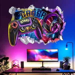 P-WPA025   Large 3D Game Wall Decals Gamer Controller Video Gaming Joystick Wall Stickers Teenagers Boy Bedroom Playroom Wall Decor Decorative Removable