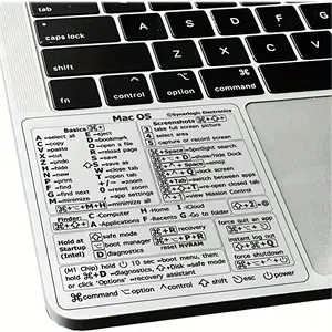 Waterproof Keyboard Shortcut Stickers, Durable Paper, Easy Application, Compatible with Windows and MAC, Includes Command Control Function Keys