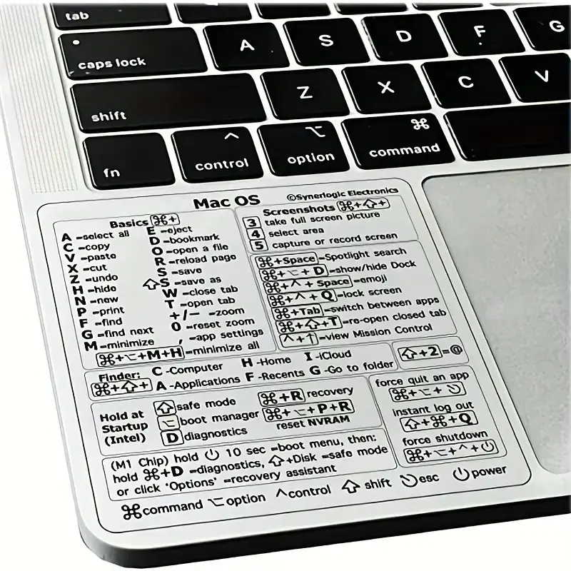 Waterproof Keyboard Shortcut Stickers, Office Stickers, Durable Paper, Easy Application, Compatible with Windows and MAC, Includes Command Control Function Keys